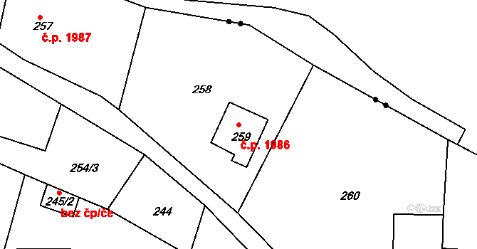 Děčín IV-Podmokly 1986, Děčín na parcele st. 259 v KÚ Podmokly, Katastrální mapa