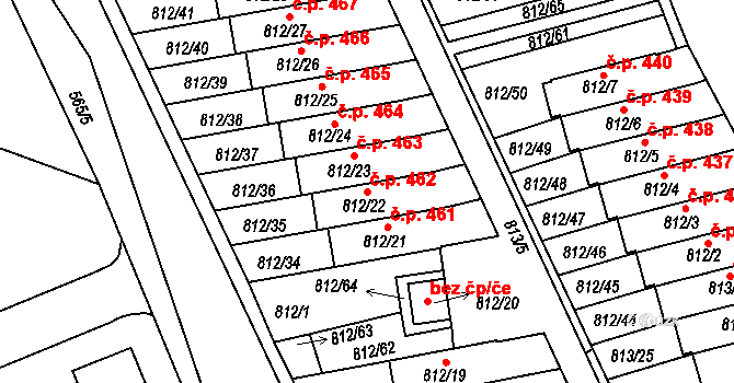 Novosedlice 462 na parcele st. 812/22 v KÚ Novosedlice, Katastrální mapa