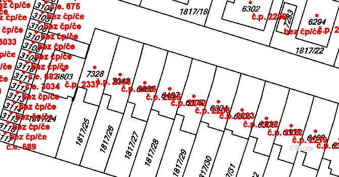 Cheb 2242 na parcele st. 6467 v KÚ Cheb, Katastrální mapa
