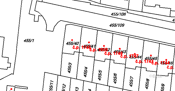 Krč 1659, Praha na parcele st. 455/41 v KÚ Krč, Katastrální mapa