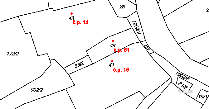 Radlice 16, Volfířov na parcele st. 41 v KÚ Radlice u Volfířova, Katastrální mapa