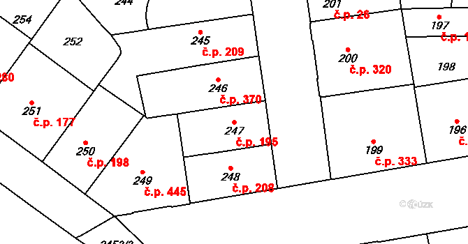 Vršovice 195, Praha na parcele st. 247 v KÚ Vršovice, Katastrální mapa
