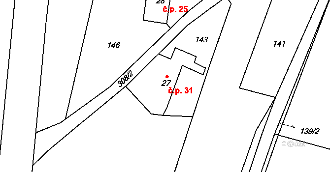 Rejkovice 31, Jince na parcele st. 27 v KÚ Rejkovice, Katastrální mapa
