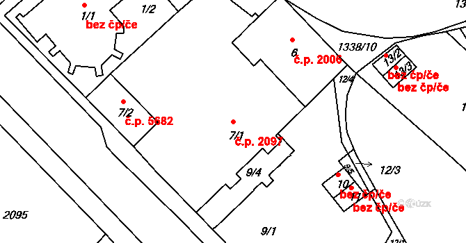 Chomutov 2097 na parcele st. 7/1 v KÚ Chomutov II, Katastrální mapa
