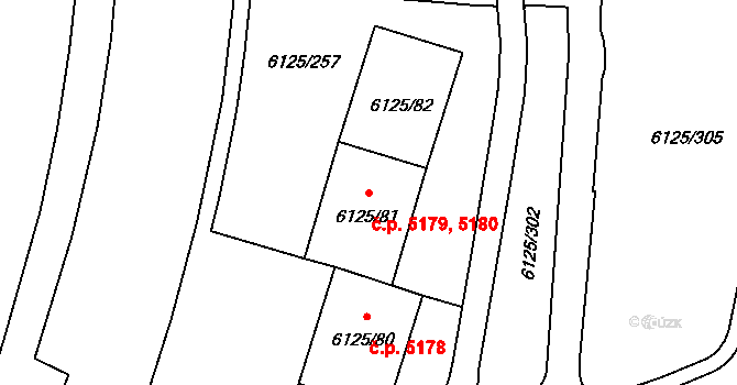 Chomutov 5179,5180 na parcele st. 6125/82 v KÚ Chomutov I, Katastrální mapa