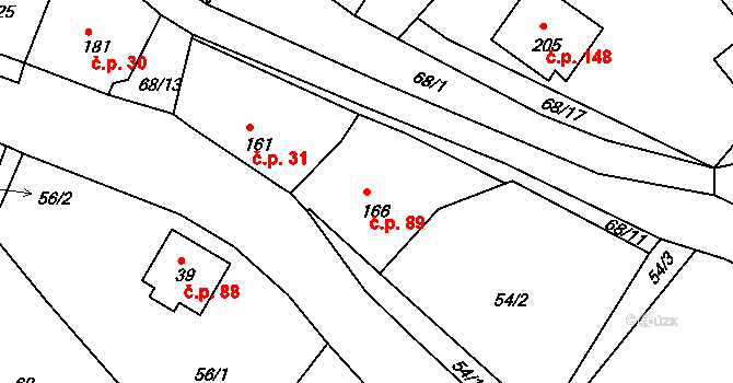 Lázně Kundratice 89, Osečná na parcele st. 166 v KÚ Lázně Kundratice, Katastrální mapa