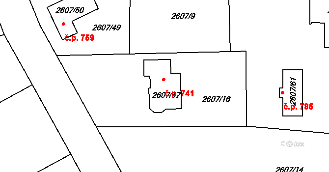 Planá nad Lužnicí 741 na parcele st. 2607/47 v KÚ Planá nad Lužnicí, Katastrální mapa