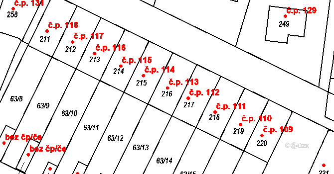 Čížová 113 na parcele st. 216 v KÚ Nová Ves u Čížové, Katastrální mapa