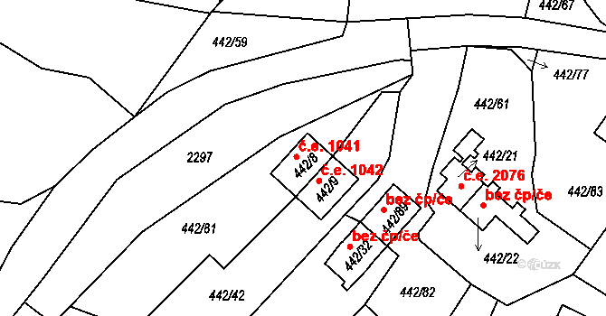 Kovářov 1041, Frymburk na parcele st. 442/8 v KÚ Frymburk, Katastrální mapa