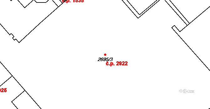 Znojmo 2922 na parcele st. 2695/3 v KÚ Znojmo-město, Katastrální mapa