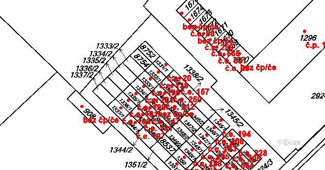 Veselí nad Moravou 250 na parcele st. 1339/1 v KÚ Veselí-Předměstí, Katastrální mapa