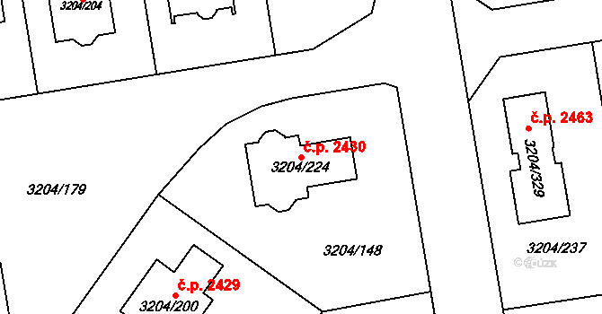 Roudnice nad Labem 2430 na parcele st. 3204/224 v KÚ Roudnice nad Labem, Katastrální mapa