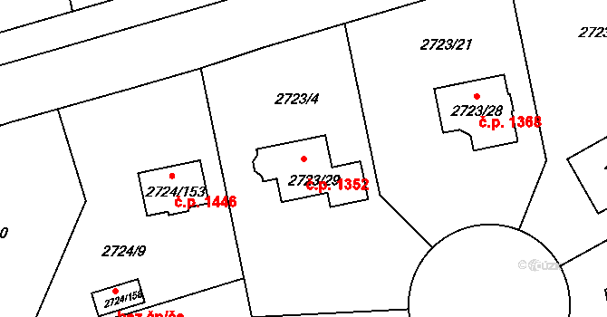 Kylešovice 1352, Opava na parcele st. 2723/29 v KÚ Kylešovice, Katastrální mapa