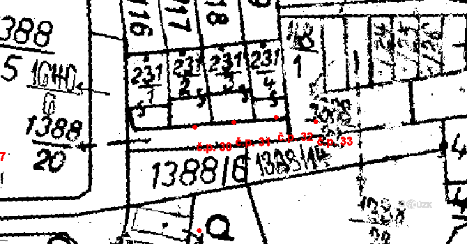 Dešenice 31 na parcele st. 231/2 v KÚ Dešenice, Katastrální mapa