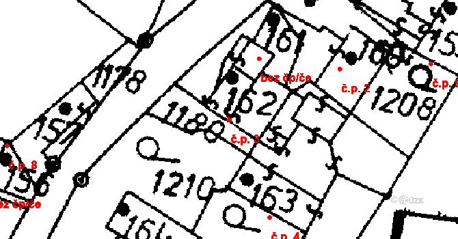 Bešetín 3, Žihobce na parcele st. 162 v KÚ Žihobce, Katastrální mapa