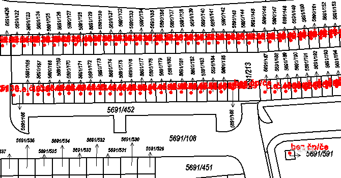Jihlava 4845 na parcele st. 5691/180 v KÚ Jihlava, Katastrální mapa