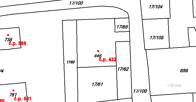Michálkovice 432, Ostrava na parcele st. 446 v KÚ Michálkovice, Katastrální mapa