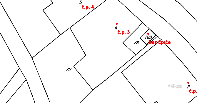 Borač 3 na parcele st. 4 v KÚ Borač, Katastrální mapa