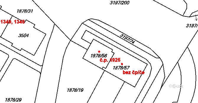 Plzeň 41606892 na parcele st. 1878/56 v KÚ Bolevec, Katastrální mapa