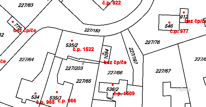 Kladno 41664892 na parcele st. 1054 v KÚ Hnidousy, Katastrální mapa
