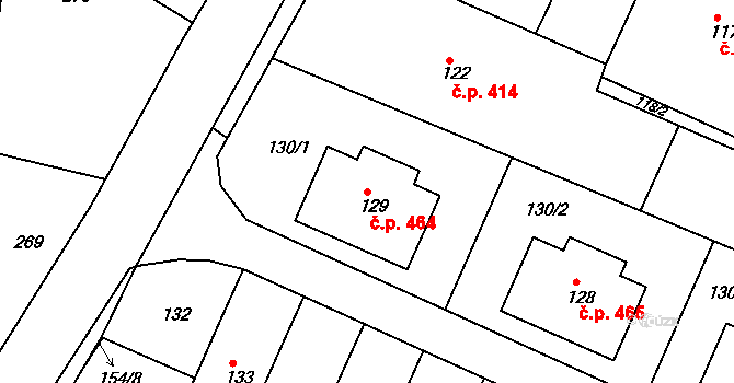 Želechovice nad Dřevnicí 464 na parcele st. 129 v KÚ Želechovice nad Dřevnicí, Katastrální mapa