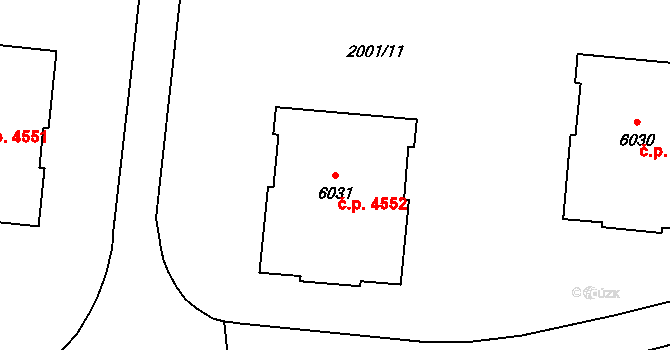 Zlín 4552 na parcele st. 6031 v KÚ Zlín, Katastrální mapa