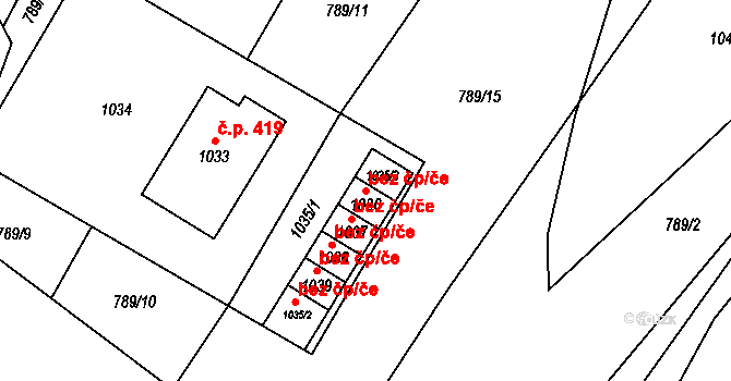 Jablůnka 45616892 na parcele st. 1036 v KÚ Jablůnka, Katastrální mapa