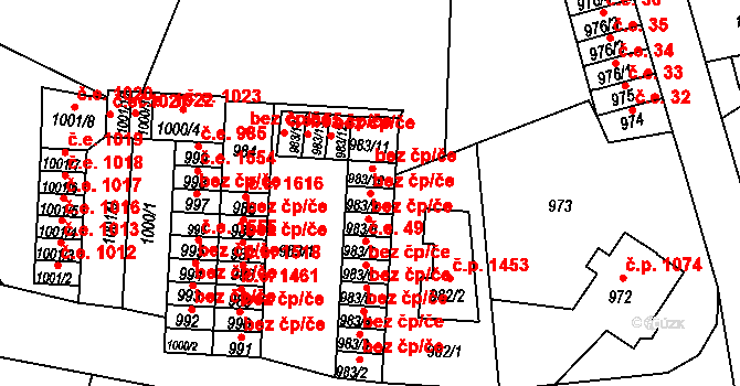Děčín 47242892 na parcele st. 983/9 v KÚ Děčín, Katastrální mapa