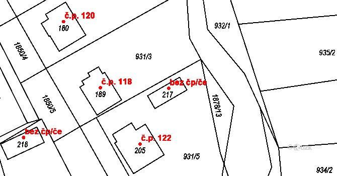 Lutonina 47809892 na parcele st. 217 v KÚ Lutonina, Katastrální mapa