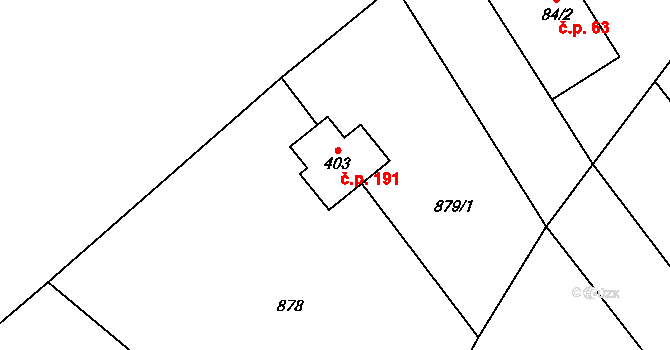Bítouchov 191, Semily na parcele st. 403 v KÚ Bítouchov u Semil, Katastrální mapa