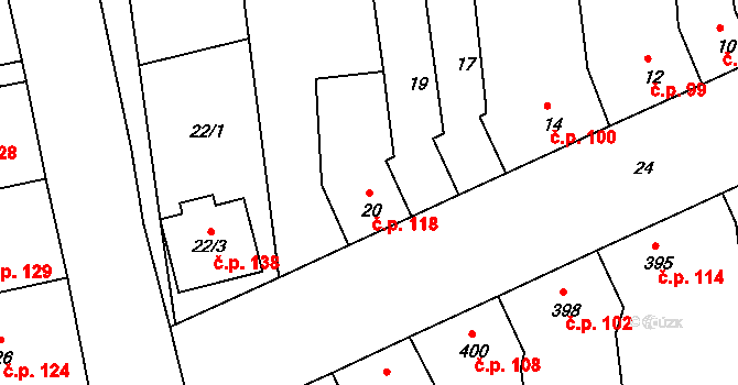 Marefy 118, Bučovice na parcele st. 20 v KÚ Marefy, Katastrální mapa