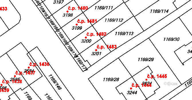 Hlinsko 1483 na parcele st. 3201 v KÚ Hlinsko v Čechách, Katastrální mapa