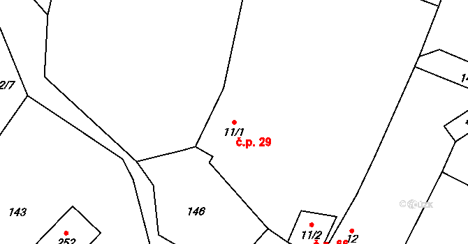 Nekmíř 29 na parcele st. 11/1 v KÚ Nekmíř, Katastrální mapa