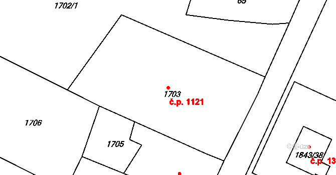 Vejprty 1121 na parcele st. 1703 v KÚ Vejprty, Katastrální mapa