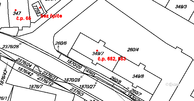 Havlíčkův Brod 652,653 na parcele st. 349/7 v KÚ Havlíčkův Brod, Katastrální mapa