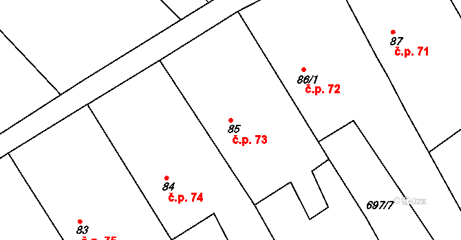 Lokot 73, Rychnov nad Kněžnou na parcele st. 85 v KÚ Lipovka u Rychnova nad Kněžnou, Katastrální mapa