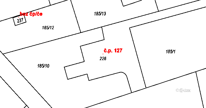 Počaply 127, Sezemice na parcele st. 228 v KÚ Počaply nad Loučnou, Katastrální mapa