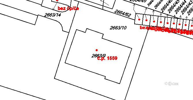Holešov 1559 na parcele st. 2663/9 v KÚ Holešov, Katastrální mapa