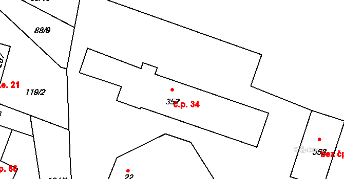 Maršovice 34 na parcele st. 352 v KÚ Maršovice u Jablonce nad Nisou, Katastrální mapa