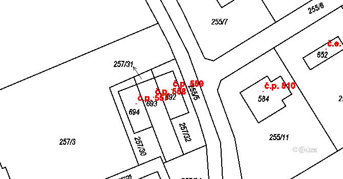 Nupaky 559 na parcele st. 692 v KÚ Nupaky, Katastrální mapa