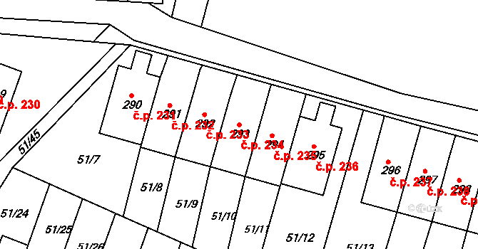Staré Hory 234, Jihlava na parcele st. 293 v KÚ Staré Hory, Katastrální mapa