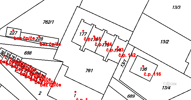 Krahulčí 144 na parcele st. 176 v KÚ Krahulčí u Telče, Katastrální mapa