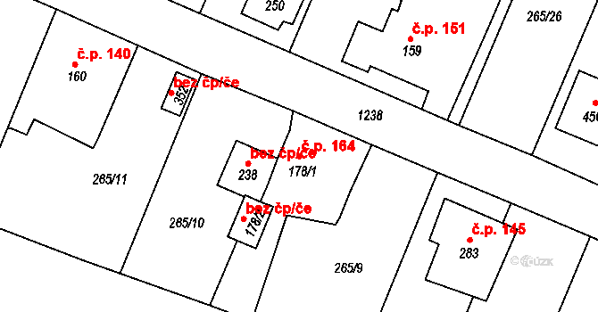 Ejpovice 164 na parcele st. 178/1 v KÚ Ejpovice, Katastrální mapa