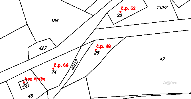 Chlívce 48, Stárkov na parcele st. 25 v KÚ Chlívce, Katastrální mapa