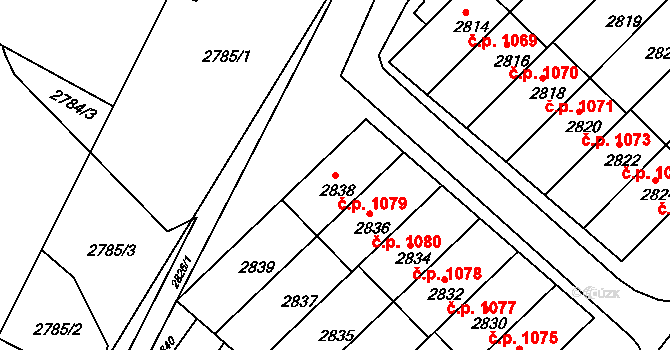 Rýmařov 1079 na parcele st. 2838 v KÚ Rýmařov, Katastrální mapa