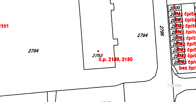 Kročehlavy 2149,2150, Kladno na parcele st. 2793 v KÚ Kročehlavy, Katastrální mapa