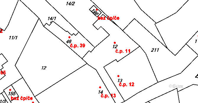 Cerhýnky 11, Cerhenice na parcele st. 12 v KÚ Cerhýnky, Katastrální mapa