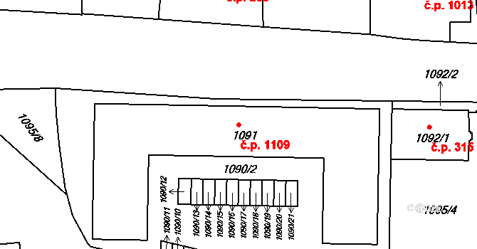 Třeboň II 1109, Třeboň na parcele st. 1091 v KÚ Třeboň, Katastrální mapa