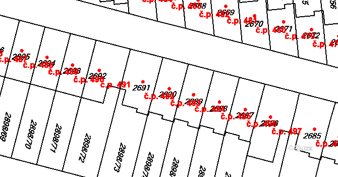 Dolní Předměstí 493, Polička na parcele st. 2690 v KÚ Polička, Katastrální mapa