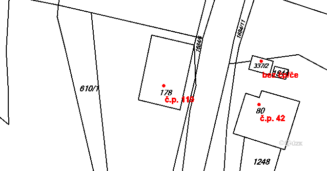 Sádek 119 na parcele st. 178 v KÚ Sádek u Poličky, Katastrální mapa